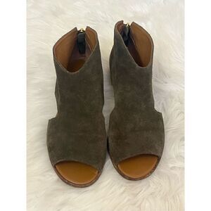 Rowen Green Suede Leather Peep Toe Cut Out Bootie Dress Shoe 8